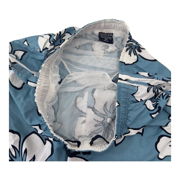 Pacific & Co. Blue Hibiscus Floral Mens Swim Trunks XXXXL Polyester - Picture 4 of 14